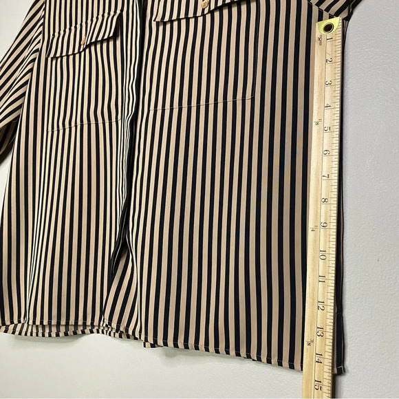 Vintage Alfred Dunner blouse Tan and Black Striped Button Up Shirt women size 12 - Picture 6 of 9